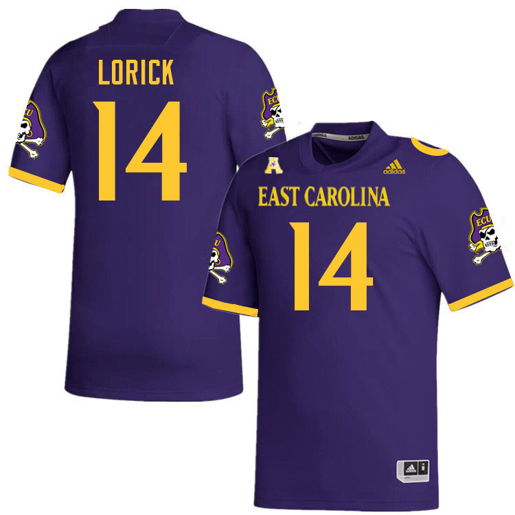 Men #14 Dillon Lorick ECU Pirates College Football Jerseys Stitched-Purple